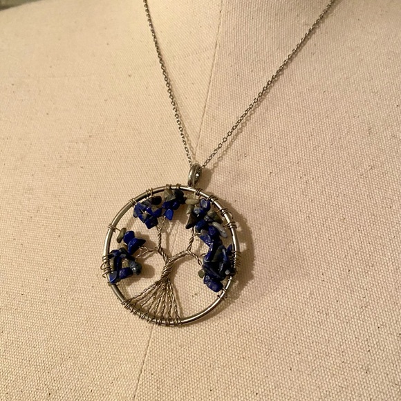 TREE OF LIFE LAPIS LAZULI BLUE SILVER PENDANT NECKLACE BRAND NEW CHAKRA NECKLACE - Picture 12 of 12
